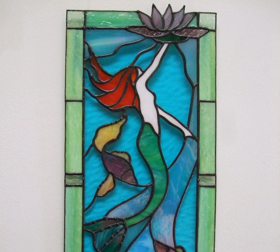 Mermaid Stained Glass Panel by electricsquirrel on Etsy