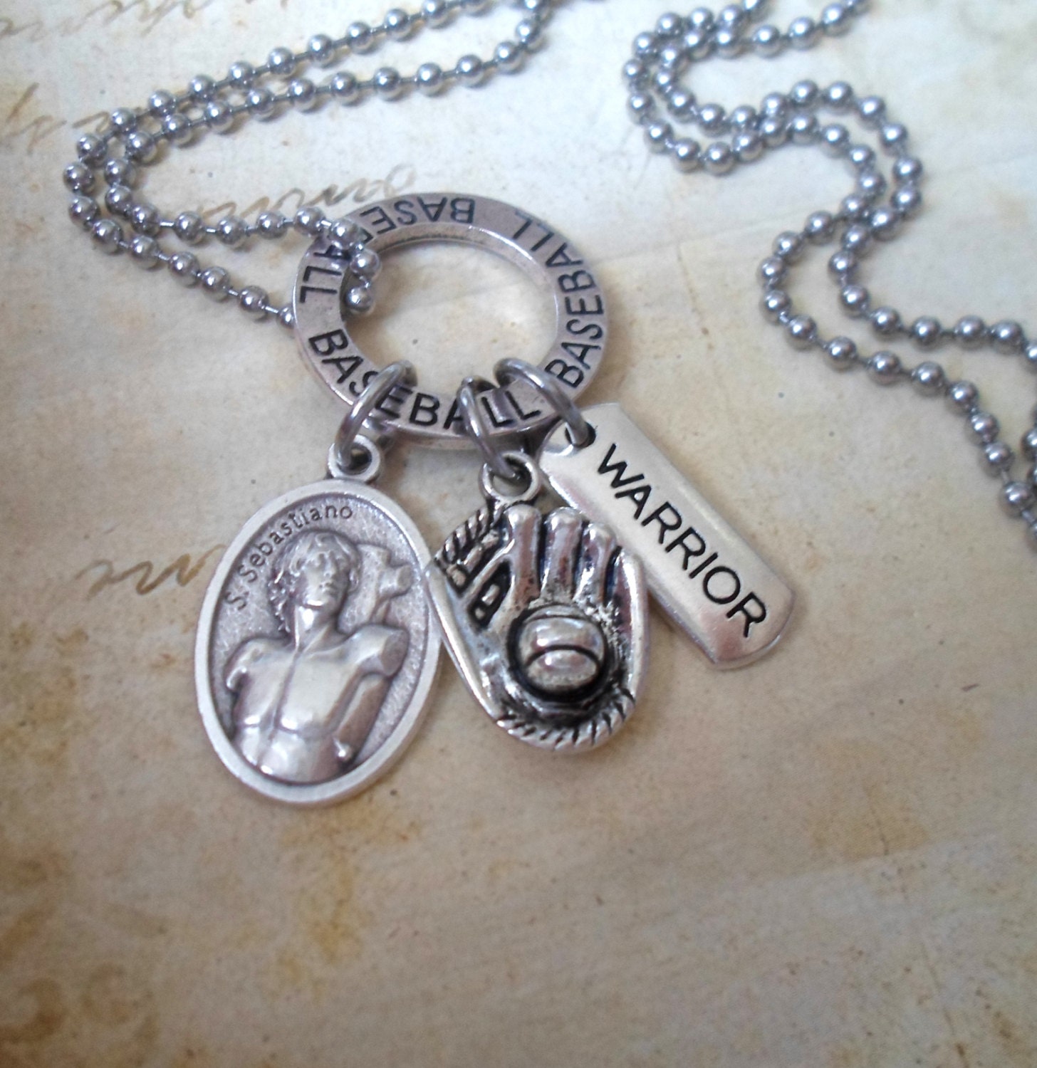 Baseball Necklace Your Choice Medal Warrior Boys by MarysPrayers