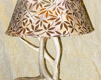 Antler lamp with Batik Fabric Lampshade