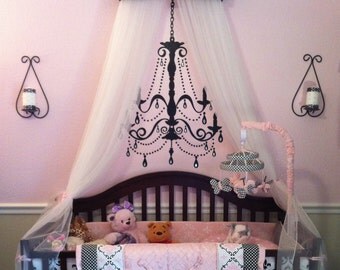 PERSONALIZED Canopy Crown Crib Nursery Teester SaLe Black Pink Princess Embroidered