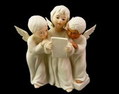 Vintage The LITTLE ANGEL CHIOR by Homco Singing Cherub Embracing Friends Sharing Sheet Music and Harmony Home Interiors 1994