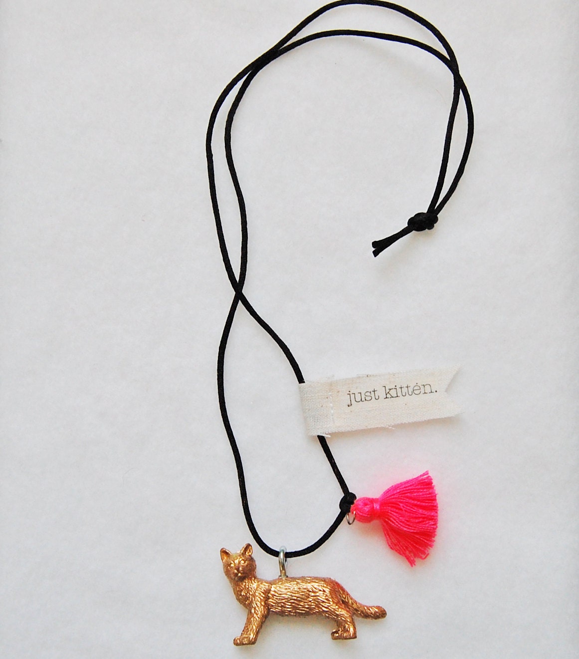 Cat Necklace Tassel Necklace kitten necklace crazy by thetrendytot