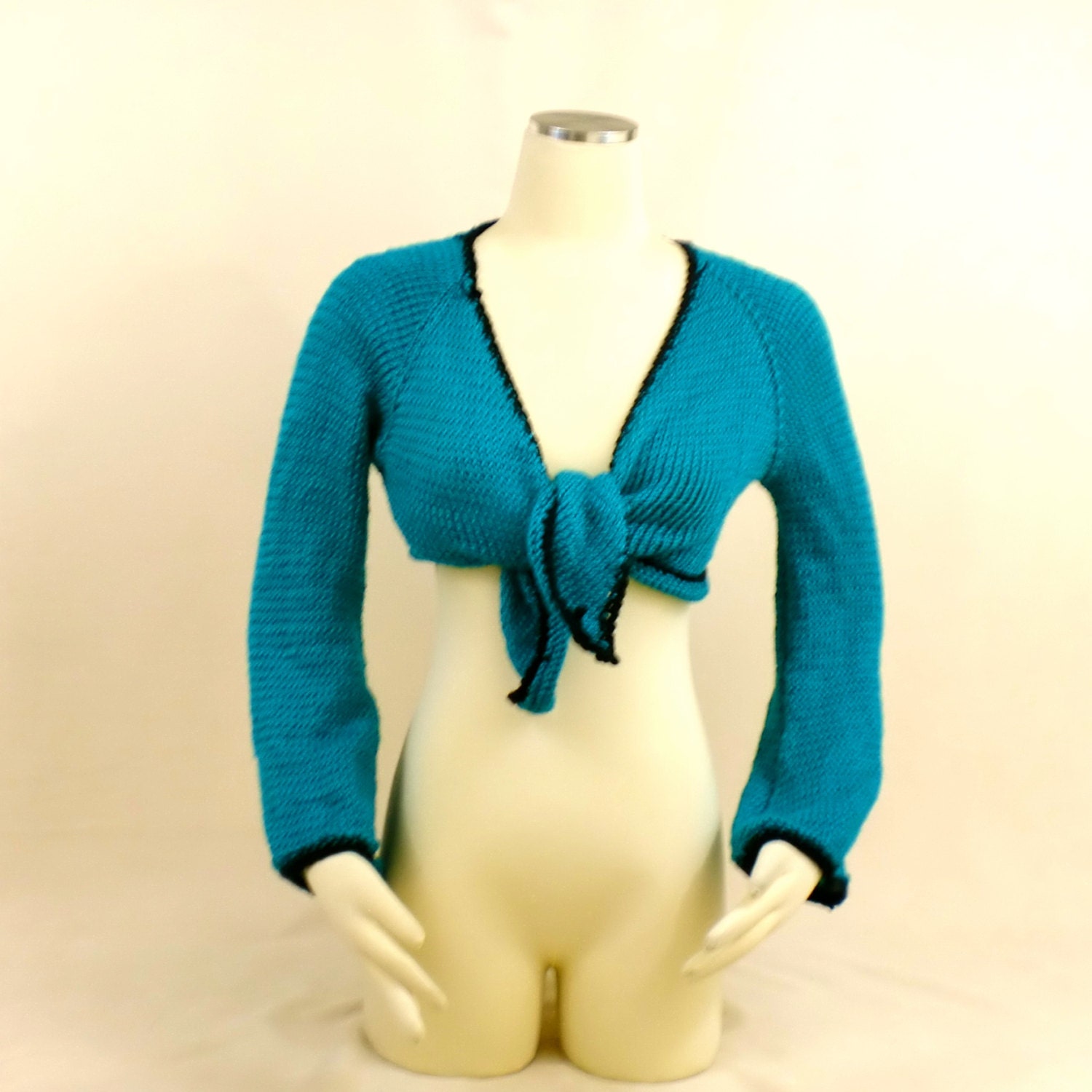 Cropped Wrap Sweater Top Short Ballet Cardigan Shrug Blue