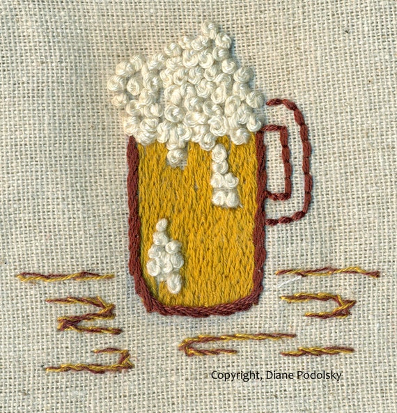 Items similar to Beer Mug, Hand Embroidery Pattern, Digital Download