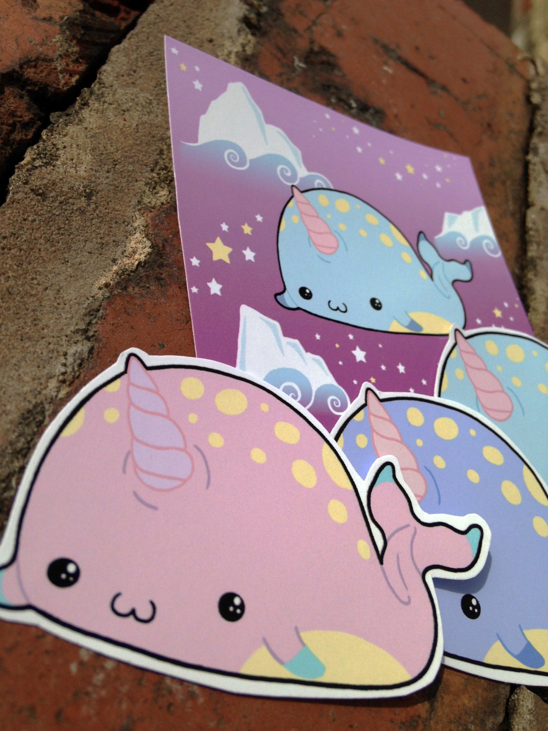Cute Narwhal sticker set of four kawaii narwhal planner