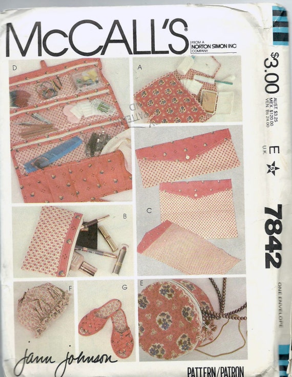 Uncut Sewing Pattern McCall's 7842 Travel Accessories