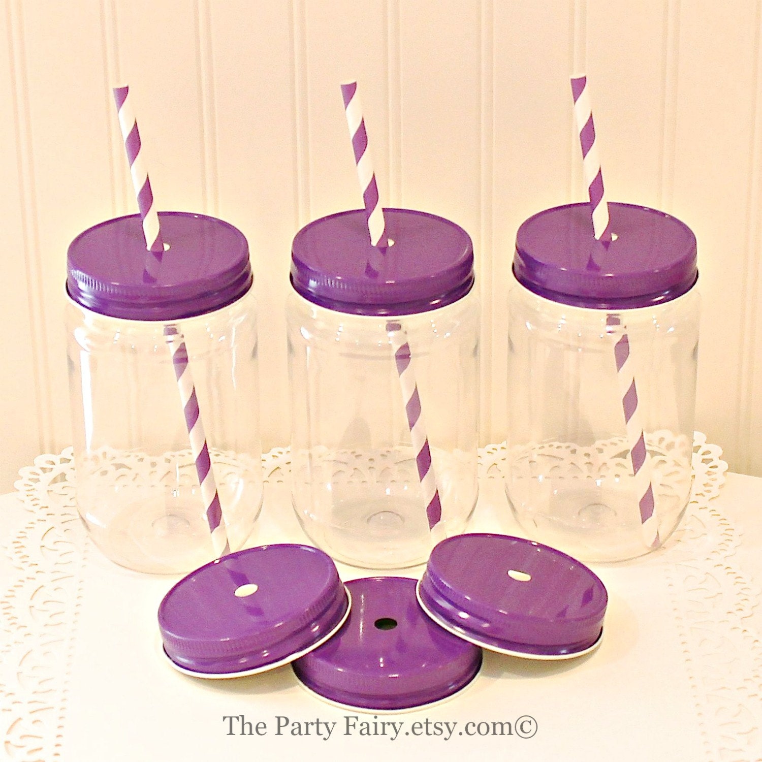 Plastic Mason Jars 8 Plastic Mason Jars with FREE Paper