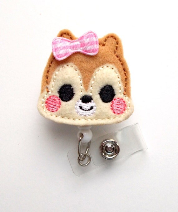 Baby Chipmunk - Retractable Badge Reel - Name Badge Holder - Cute Badge Reel - Nurse Badge Holder - Nursing Badge Clip - Felt Badge - RN
