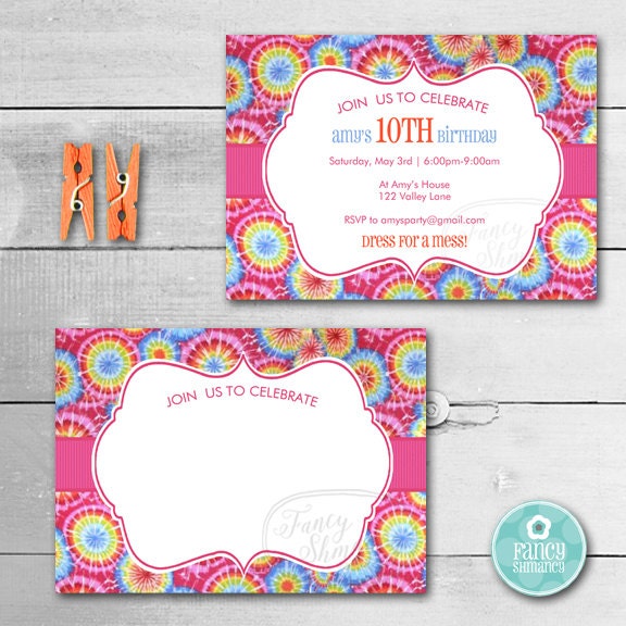Tie Dye Invitation / Instant Download / by FancyShmancyNotes