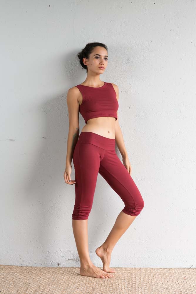 Red Crop Top Organic Yoga Top Yoga Top Yoga by eleven44