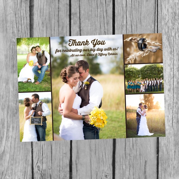 Wedding Thank You Photo Card - Collage - Digital File Il_570xn