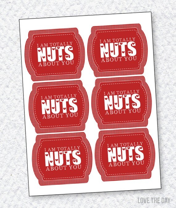 Valentine PRINTABLE 'I'm Totally Nuts About You' DIY Valentine Tag by Love The Day Il_570xn