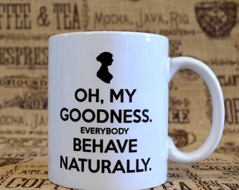 Mrs. Bennet White Ceramic Mug - Inspired by Pride and Prejudice