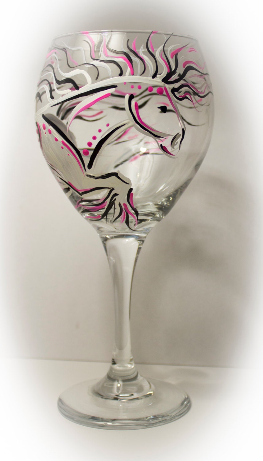 Horse Wine Glass Painted Wine Glasses Custom Wine Glasses