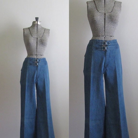 high waisted jeans double button