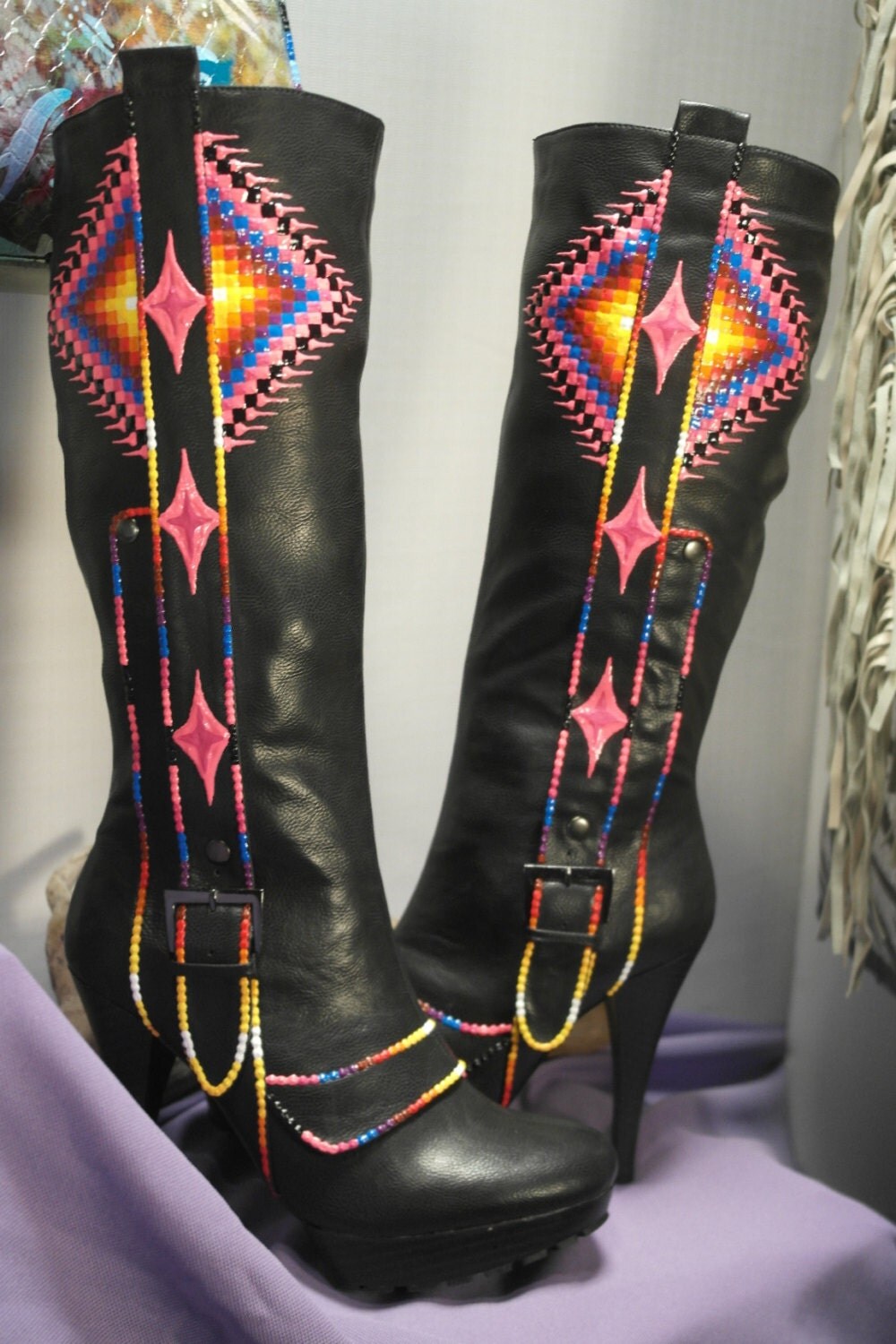 Items similar to size 7 Hand Painted Boots By Rez Hoofz ready to ship