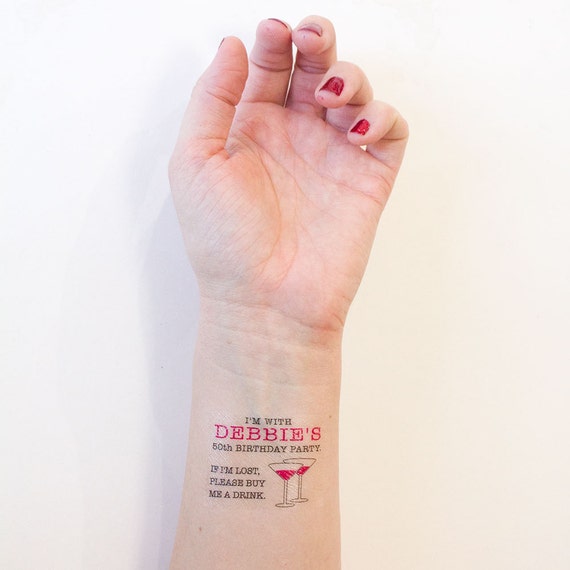 50th Birthday Party Custom Temporary Tattoos By KristenMcGillivray