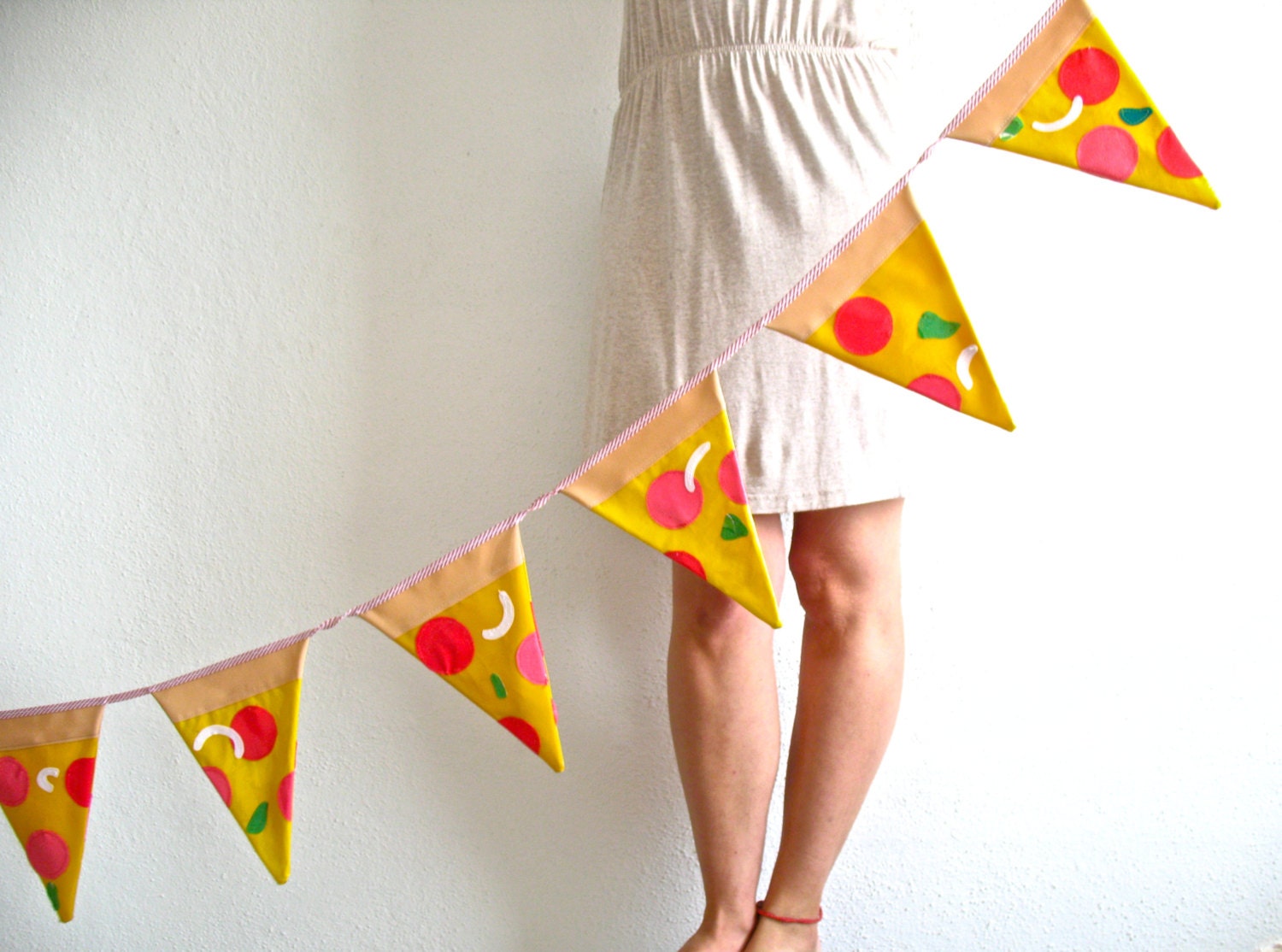 oilcloth bunting Pizza time garland 10 pizza slices made