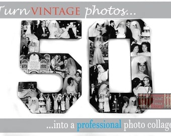 Vintage Wedding, Photo Collage, Old Photos Display, Photo Restoration, Milestone Anniversary Photo Collage, Photos Restoration, Photo Gift