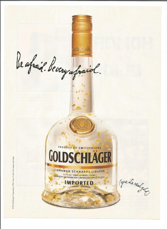 1994 Goldschlager Advertisement 90s Schnapps Liqueur Real Gold