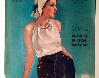 1930s Print of lady in sailor outfit McCalls Magazine cover June 1934 artist Neysa McMein vintage