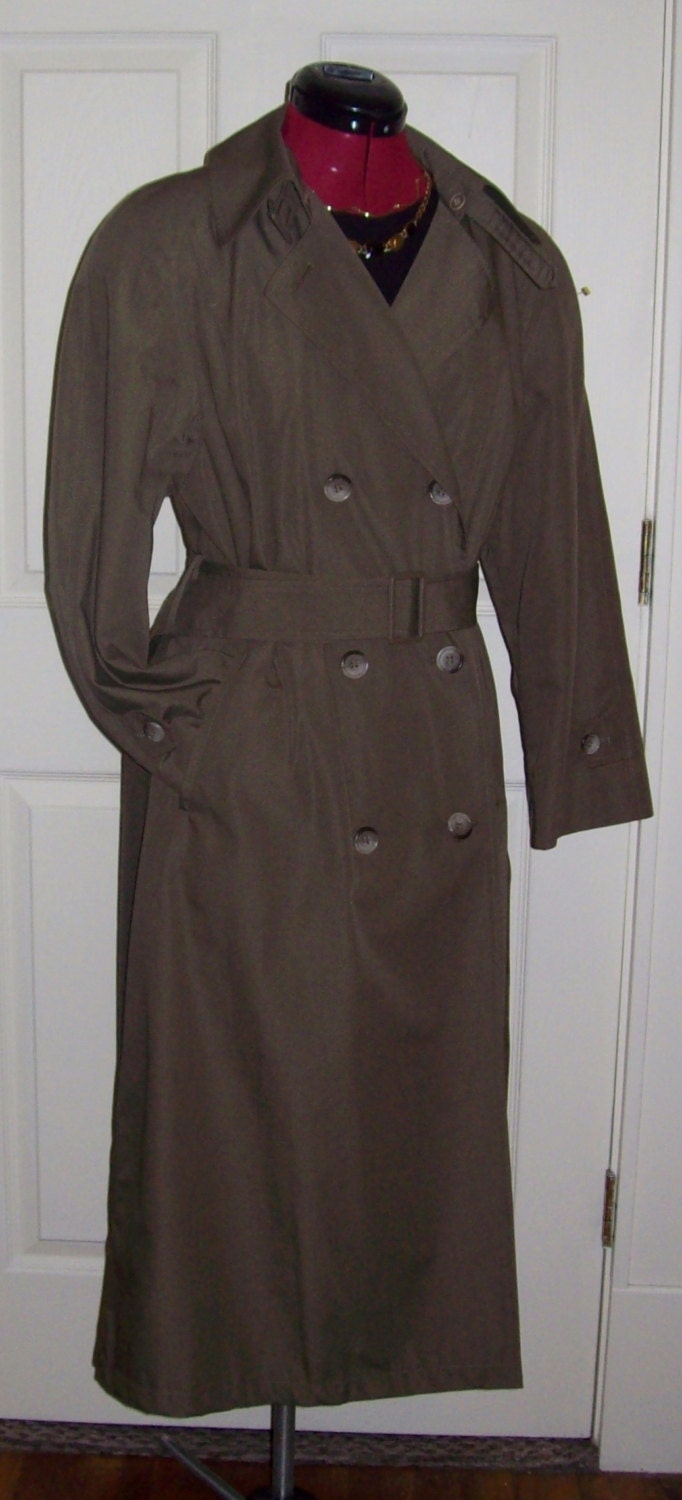 99 CENT SAlE Vintage Ladies Khaki Green Trench Coat Raincoat