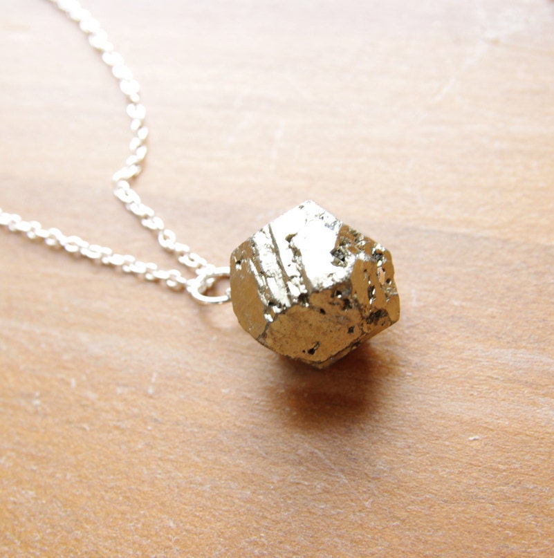 Pyrite Necklace Pendant Sterling Silver Pyrite Jewelry Rustic