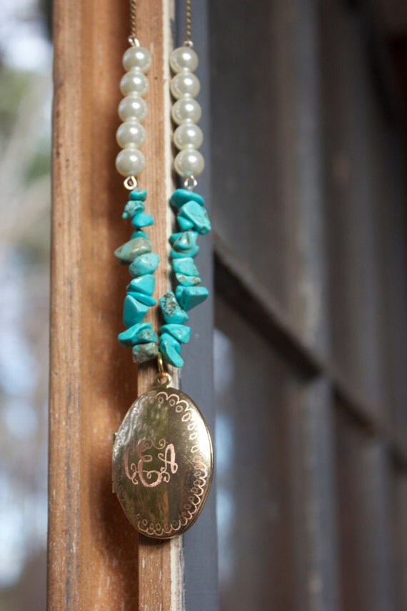Items similar to Engraved Locket Stone Necklace on Etsy