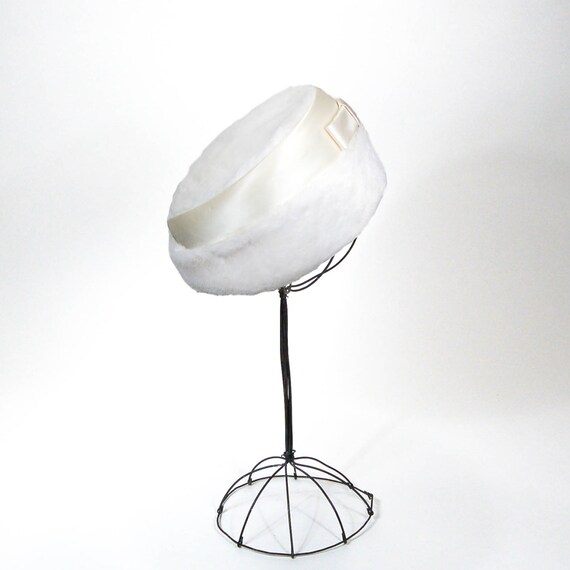 Winter White Ivory Ladies Pillbox Hat with by VintageMeetModern