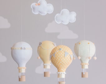 Aqua and Grey Nursery Mobile Hot Air Balloon by sunshineandvodka