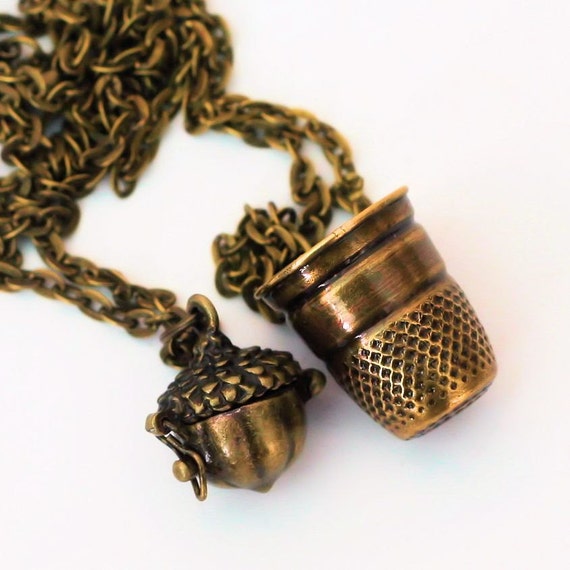 Thimble and Acorn Necklaces Peter Pan Jewelry Thimble & Wendy