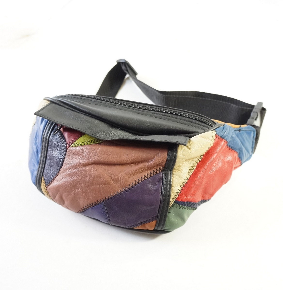 SALE Leather 80s Patchwork Fanny Pack 80s Athletic Gear