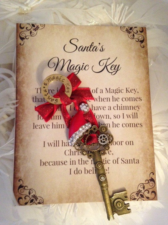 Items similar to Santa's Magic Key - Christmas Key Ornament - Red Santa ...