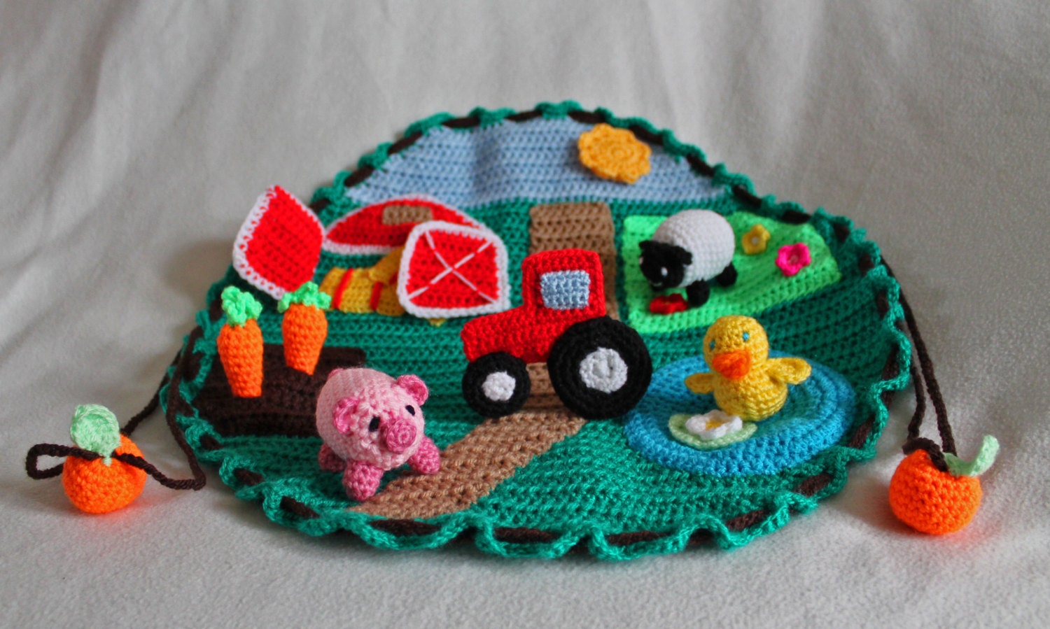 Handmade Crochet Farm Play Mat Pretend Play by BunnyBooCrochet