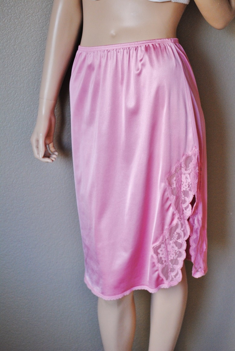 Vintage Bubble Gum Pink Half Slip with by VintageRosebudBoutiq