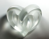 Signed Lalique France Entwined Hearts Love Knot, Art Crystal Heart Sculpture Paperweight
