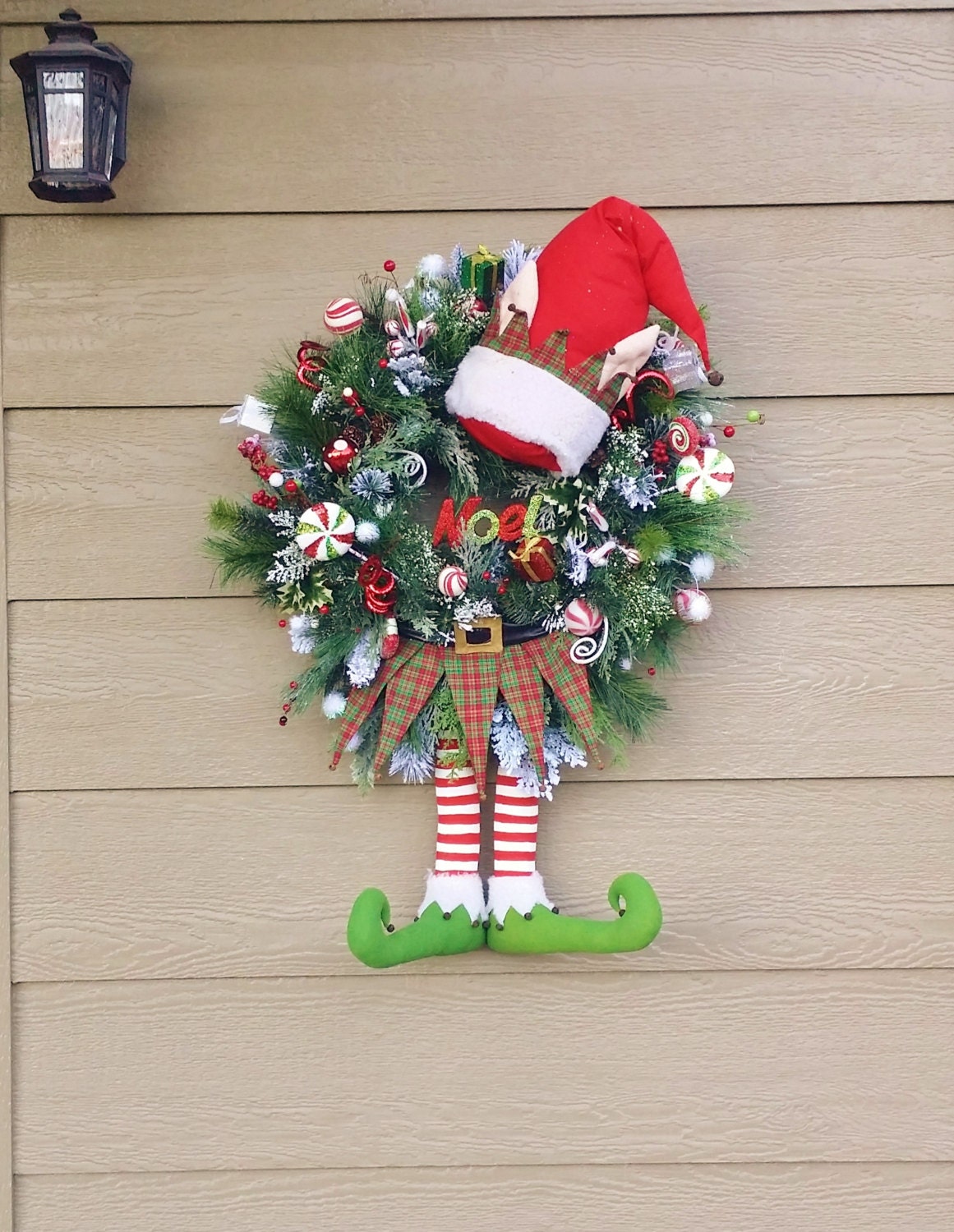 Burlap Elf Wreath- Candy Wreath Christmas Wreath - Customize