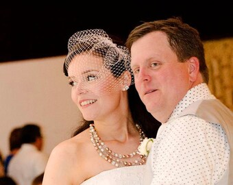 Blush Veil, Blush Birdcage Veil, Peach Blush Birdcage Veil, Peach Veil, Blush Wedding Veil, Bridal Veil, Bride's Veil, White Ivory Pink Veil