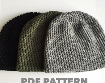 Pattern Mens Easy Hat Crochet Beanie Seamless Simple Basic Classic Crochet Hat