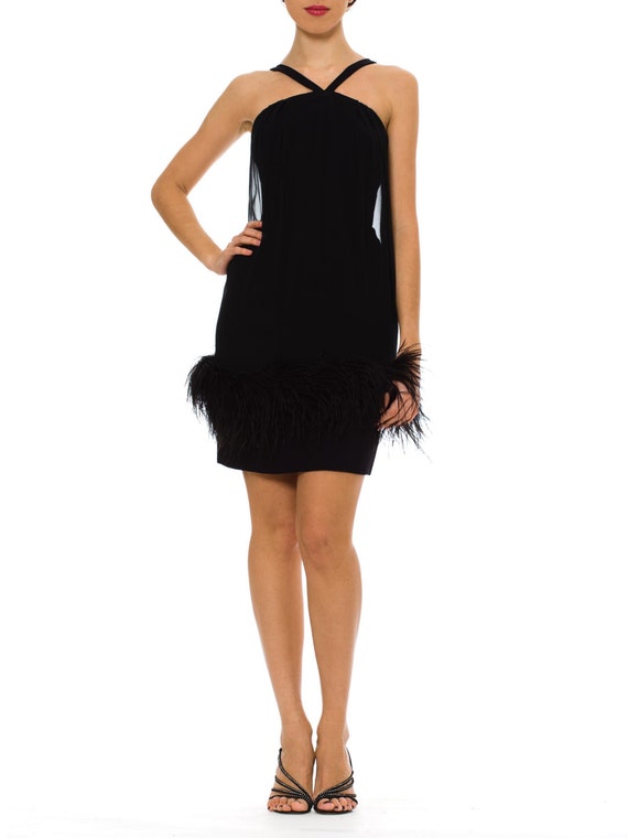 1960s Vintage Marabou Feather Little Black Dress Size: XS