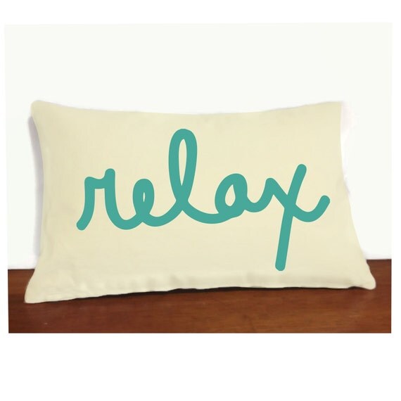 Summer Pillow Relax Pillow Text Pillow Word by henhouseoriginals