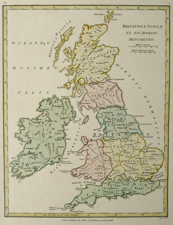 1800 Antique map of ancient GREAT BRITAIN and IRELAND.