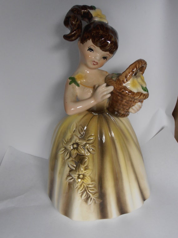 Vintage Enesco Japan E4088 Figurine GIRL With BASKET Planter