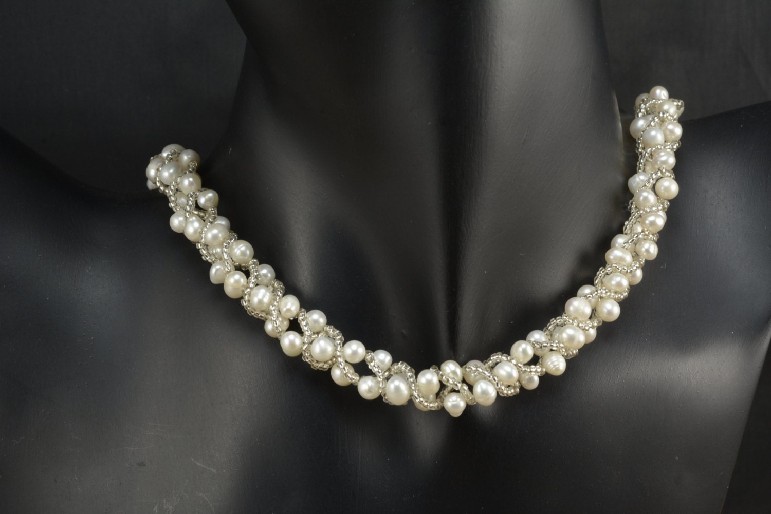 freshwater pearl necklace, white pearl necklace,beaded pearl jewelry ...