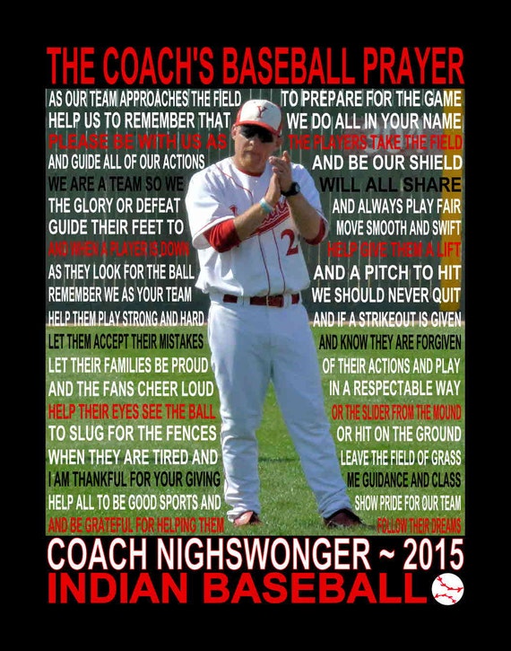 The Baseball Coach's Prayer personalized with photo