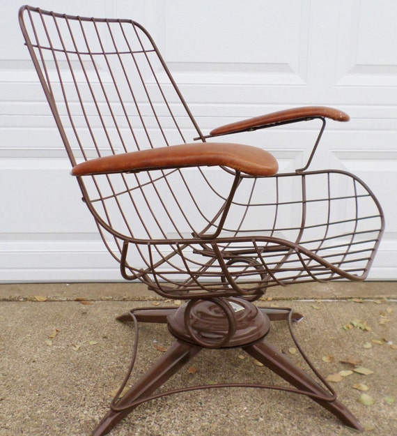 Vintage Mid Century Modern Eames Era Wire Chair Brown