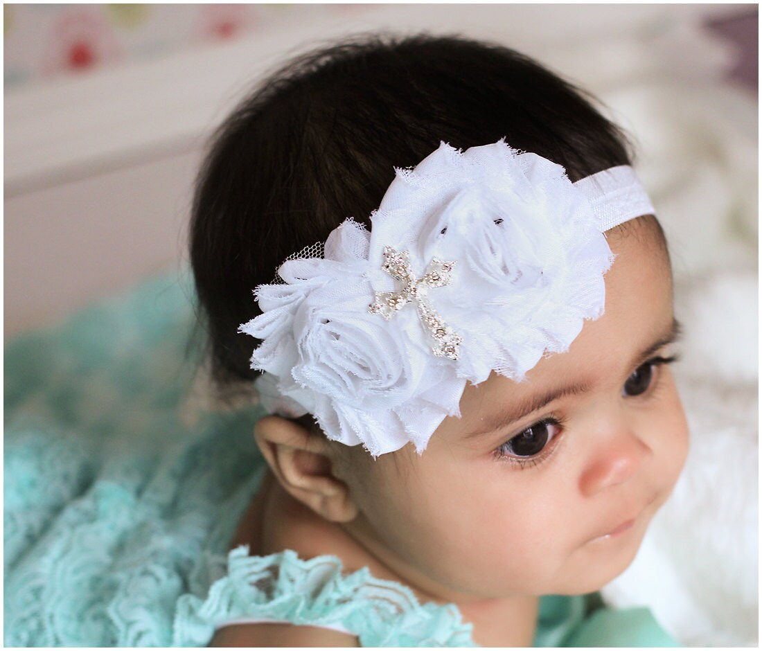 Christening bow Baby girl Headband newborn headband satin