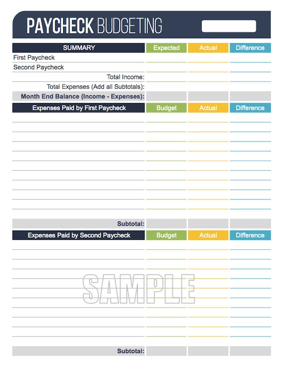 paycheck budgeting worksheet editable personal finance