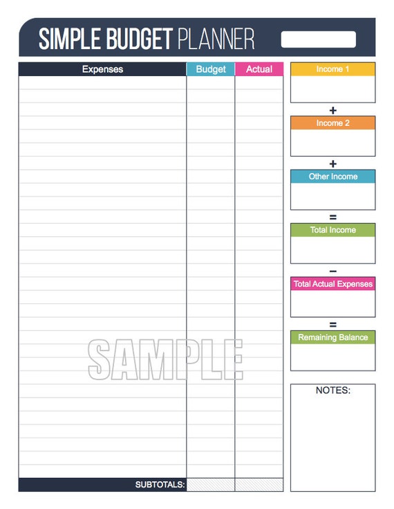 budget plan sheet template for young adults