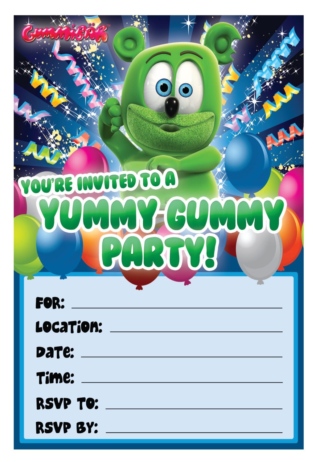 Gummibär Printable Birthday Invitations The Gummy Bear